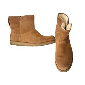UGG Cory II Boots Chestnut Shearling Suede Ankle •Women 9• Mini Slip-On 1125792